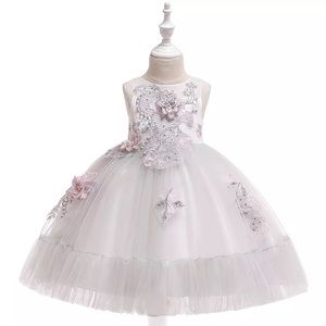 Fancy Embroidered Flower Birthday Wedding Dress